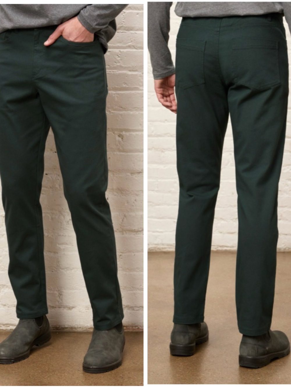Pact Men’s Organic Stretch Twill 5-Pocket Pant Dark Spruce Green Size Medium